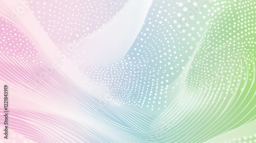 Wallpaper Mural Abstract flowing lines in pink, blue, green with dots for digital backdrop or presentation Torontodigital.ca