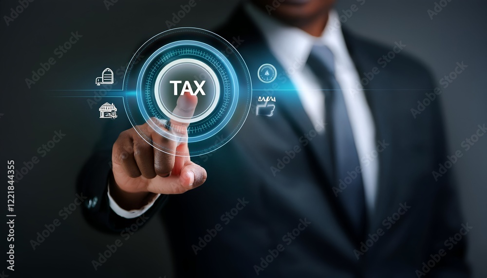Tax reduction and deduction for businesses and individuals. Concept with hand turning knob to low taxation rate. Return form, exemptions, incentives hand, young, man, laptop, smartphone Tax reduction and deduction for businesses and individuals. Concept with hand turning knob to low taxation rate. Return form, exemptions, incentives hand, young, man, laptop, smartphone