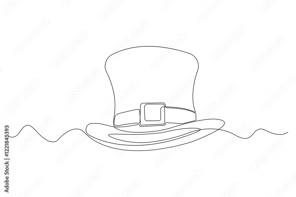Hand-drawn leprechaun hat one-line art drawing. St Patrick's Day leprechaun hat continuous outline vector. Hand-drawn leprechaun hat one-line art drawing. St Patrick's Day leprechaun hat continuous outline vector.