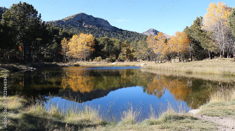 Autumnal Serenity: Mountain Lake Reflection Autumnal Serenity: Mountain Lake Reflection
