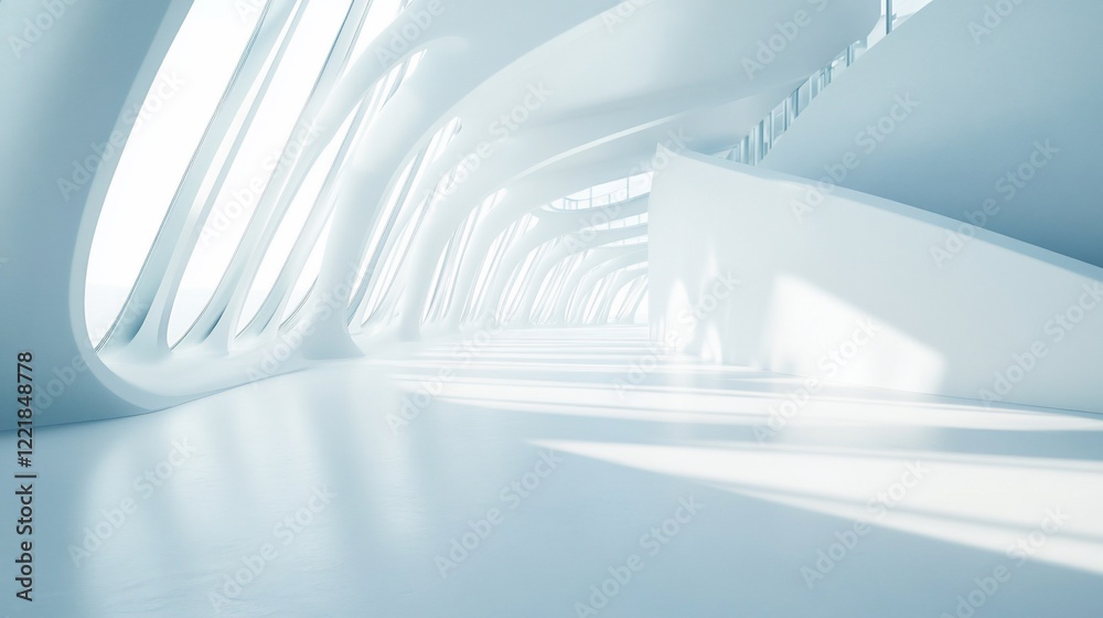 Obraz premium Sleek, modern interior with flowing lines and abundant natural light.