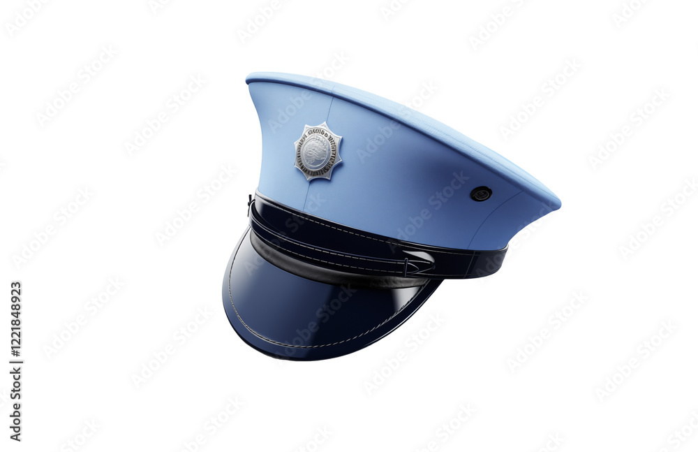 3D Blue and Gold police cap, Realistic Photography on transparent background 3D Blue and Gold police cap, Realistic Photography on transparent background