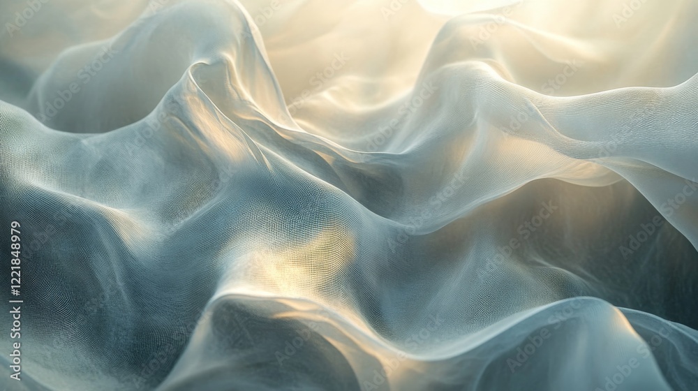 Obraz premium Light Illuminates Draped Sheer Fabric Waves