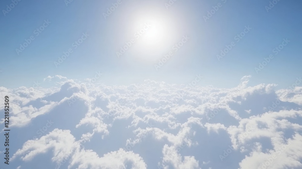 Fototapeta premium Bright Sunlight Over Soft White Clouds in Clear Blue Sky