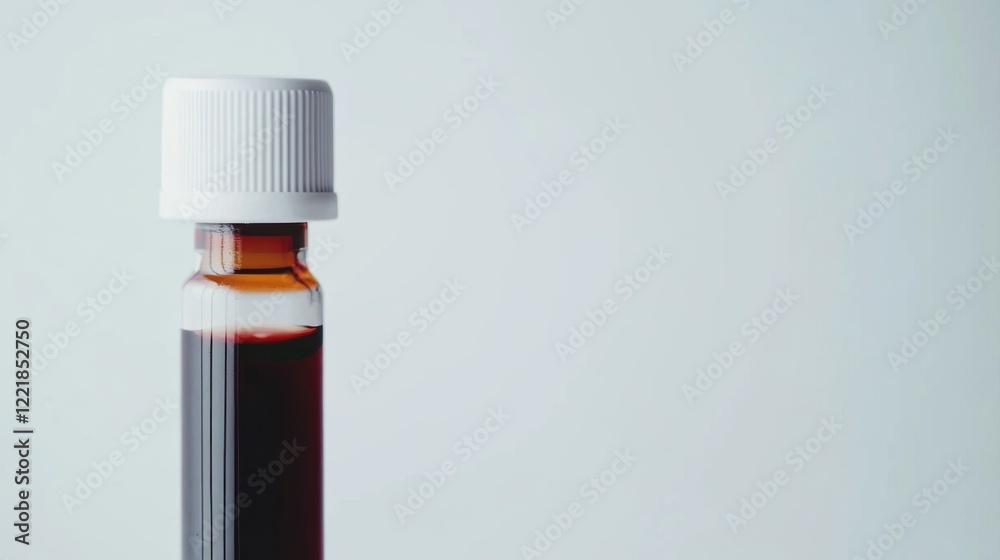A high-resolution close-up of a vial of blood samples with labels, set against a white background, Minimalist style A high-resolution close-up of a vial of blood samples with labels, set against a white background, Minimalist style