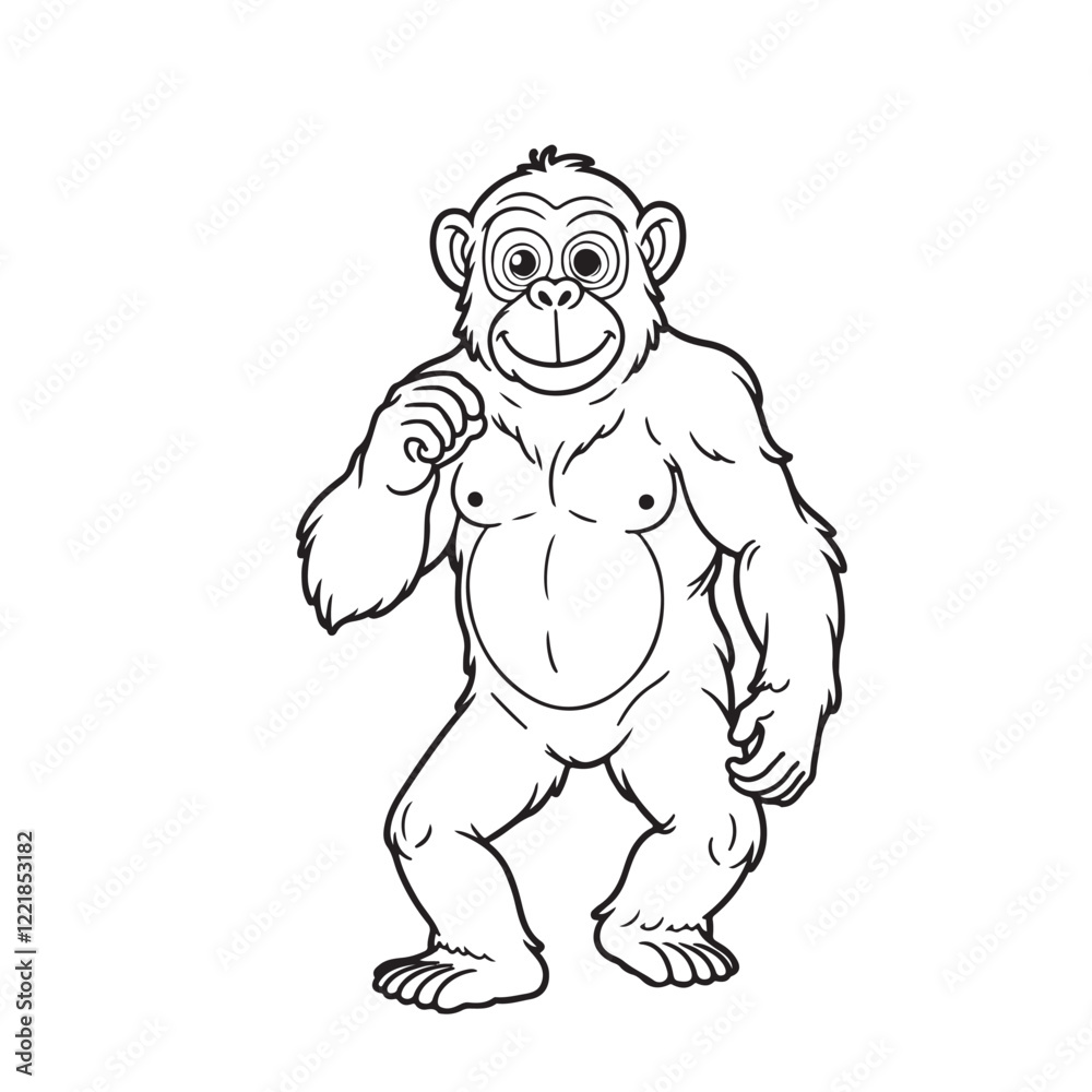 Obraz premium Chimpanzee line art vector