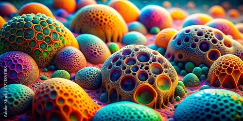 Panoramic Microscopic View of Polyurethane Cellular Structure photo