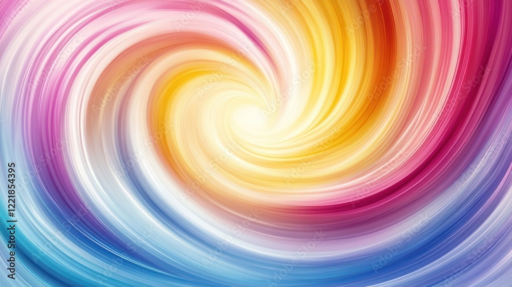 Abstract colorful swirl, vibrant rainbow spiral vortex background.