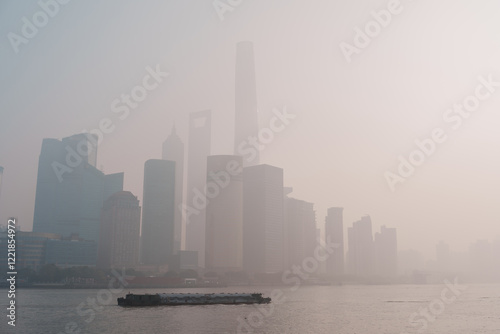 Photography bad Air Pollution in Shanghai City, China