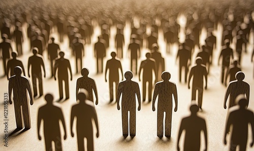 Wallpaper Mural Crowd of cardboard figures, community, society, and population concept Torontodigital.ca