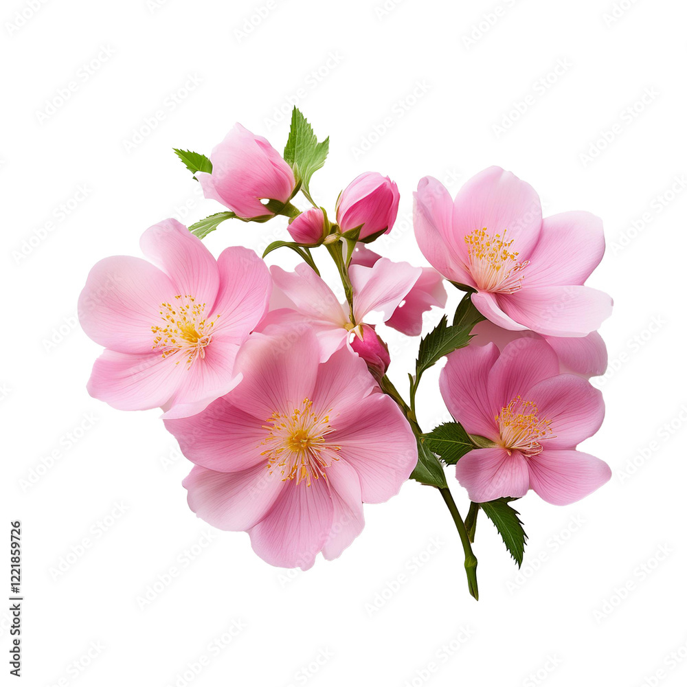 Pink Cherry Blossom Branch with Delicate Flowers Pink Cherry Blossom Branch with Delicate Flowers