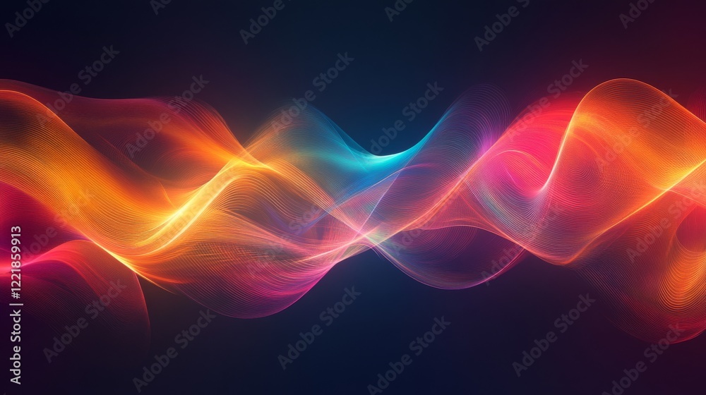 Abstract Colorful Waves Flowing Dynamically Across Dark Background Abstract Colorful Waves Flowing Dynamically Across Dark Background