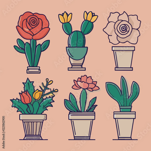 Flowers Continuous Line Icons