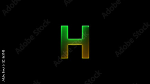 Glowing neon letter H , glowing neon font, H alphabet symbol . Seamless looping alphabet animation on black background. photo