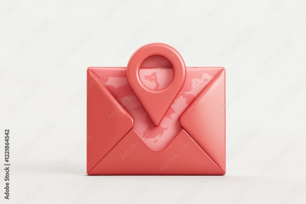 3D Envelope with Map Icon Isolated and White Background 3D Envelope with Map Icon Isolated and White Background