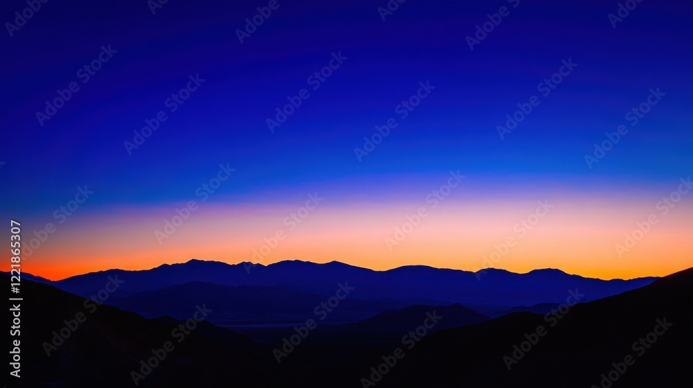 Fototapeta premium Serene Sunset Silhouette Over Majestic Mountains