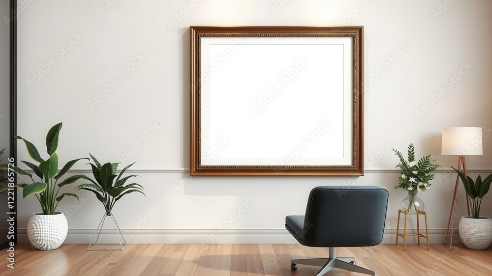 A mockup of an office wall art featuring a stylish frame with a customizable template, wall art, template, contemporary A mockup of an office wall art featuring a stylish frame with a customizable template, wall art, template, contemporary