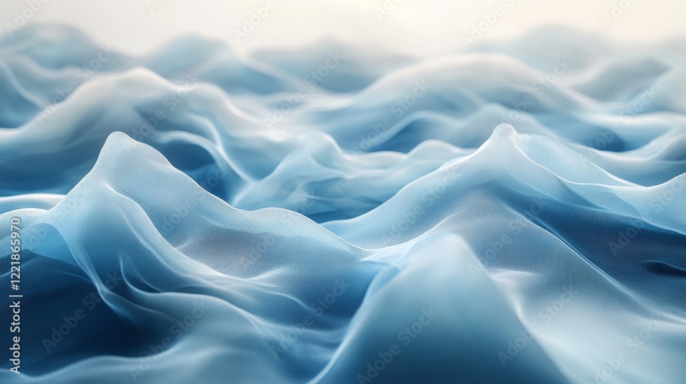 Obraz premium Abstract Blue Fabric Waves Forming a Landscape