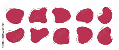 Set of Freeform or irregular blob. Simple liquid amorphous splodge. Basic stains geometric. Flat vector illustration.