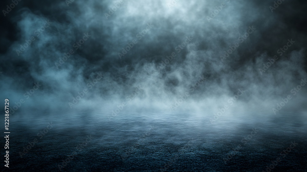 Moody atmospheric fog swirls dramatically across a dark ground creating a mysterious scene. AI Generated Moody atmospheric fog swirls dramatically across a dark ground creating a mysterious scene. AI Generated