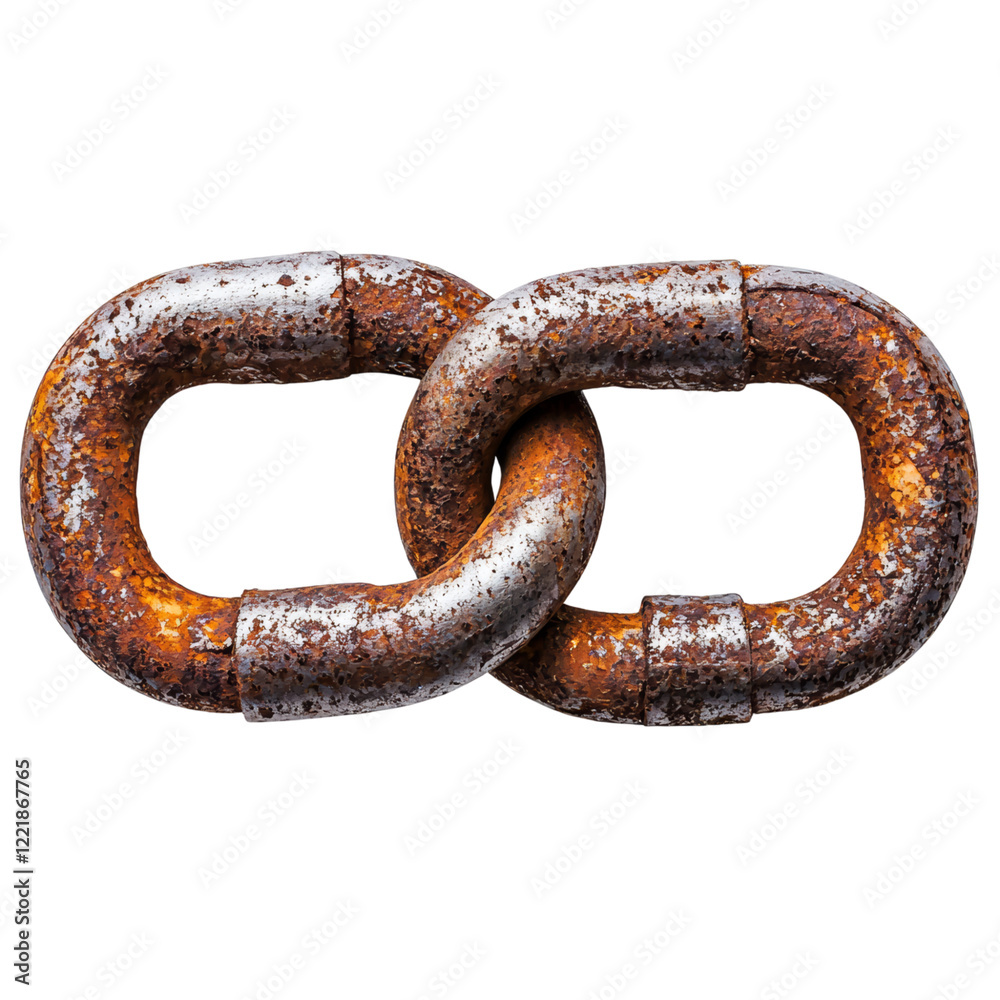 Rusty Chain Link Isolated on White Background for Conceptual Use Rusty Chain Link Isolated on White Background for Conceptual Use