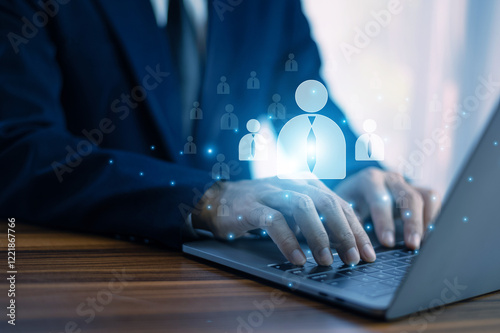Manager uses market segmentation to target specific customer groups. CRM customer relationship management.
