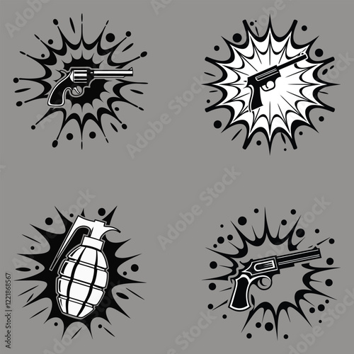 Black and White Graphic Weapons Design Pattern