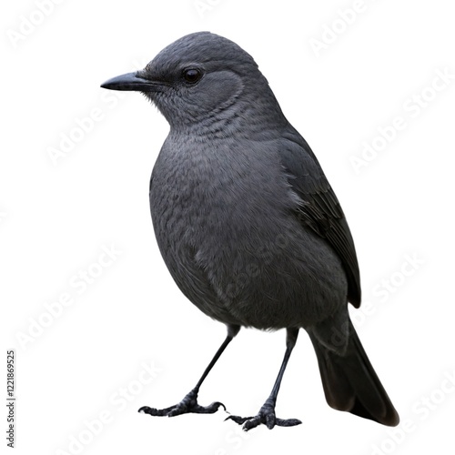 Blackbird Isolated. Bird Isolated on white transparent background. Bird PNG. Western Jackdaw looking away, Corvus monedula.