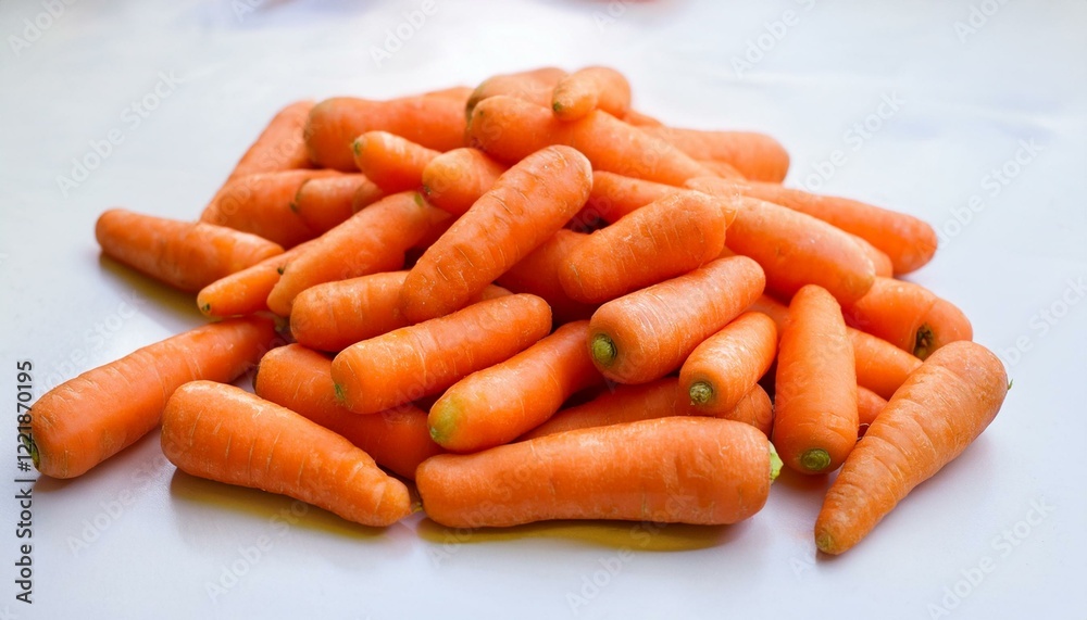 A pile of fresh, vibrant orange baby carrots. A pile of fresh, vibrant orange baby carrots.