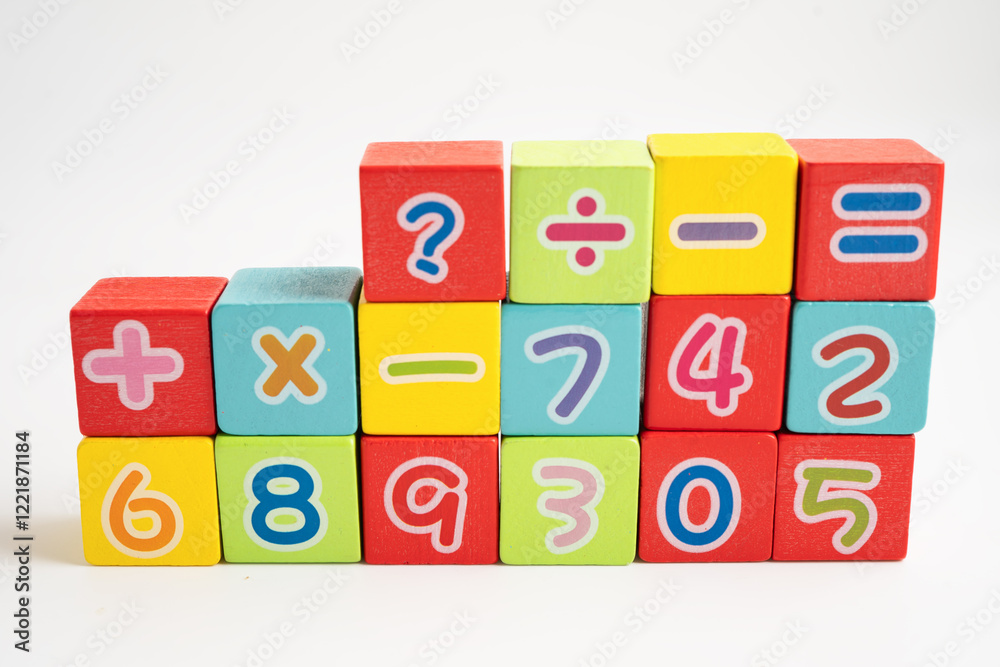 Math number colorful on white background, education study mathematics learning teach. Math number colorful on white background, education study mathematics learning teach.