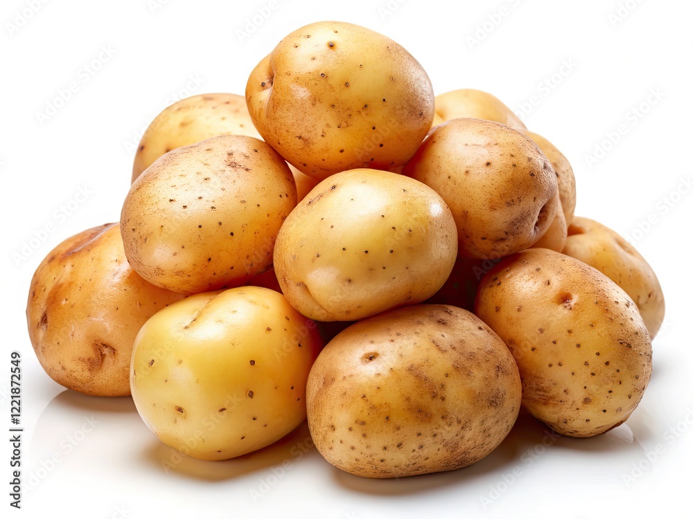 Fresh Organic Potatoes for Chips - Top View Isolated White Background Fresh Organic Potatoes for Chips - Top View Isolated White Background