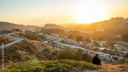 sun set on san francisco twin peaks photo