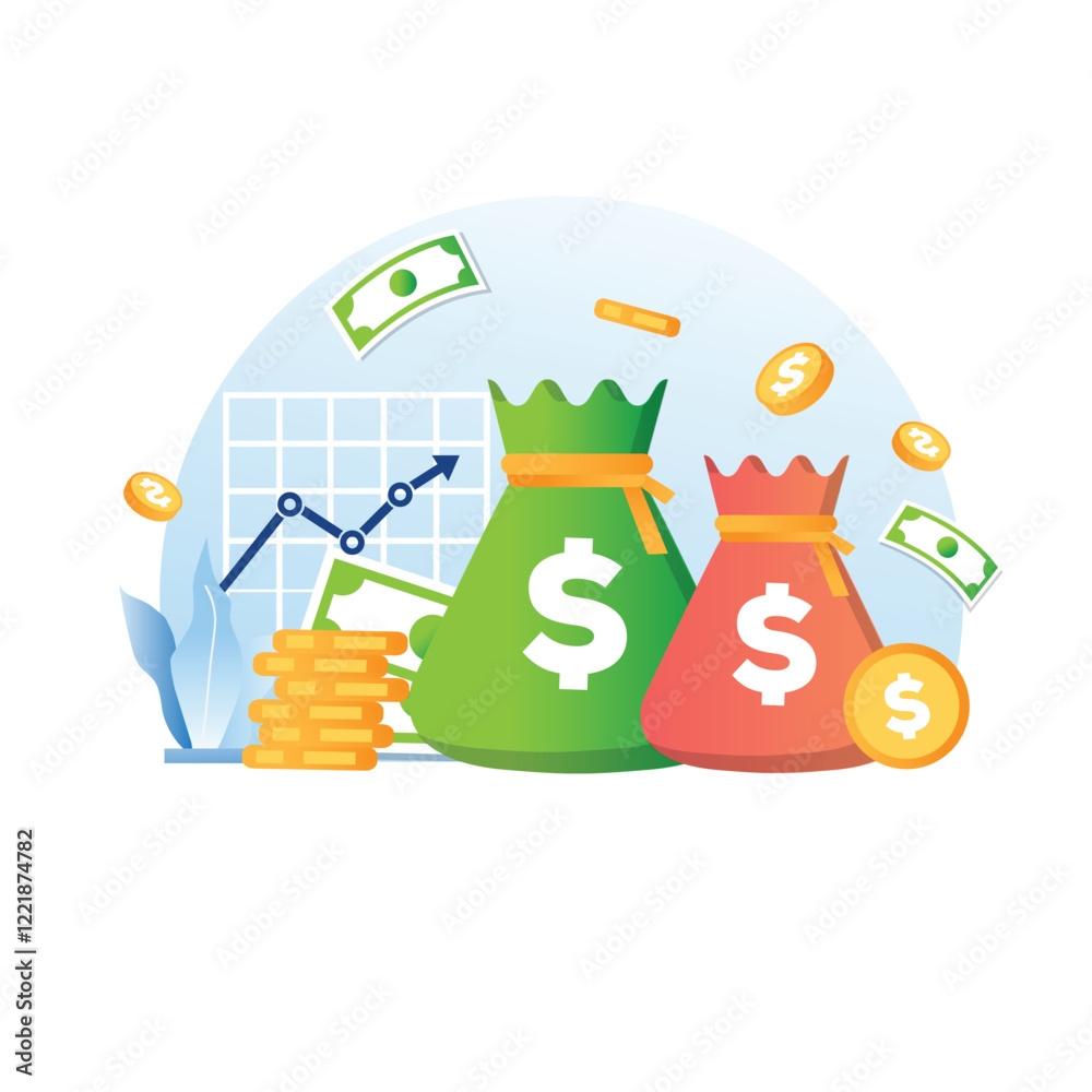 investment statistic with money growth vector illustration investment statistic with money growth vector illustration