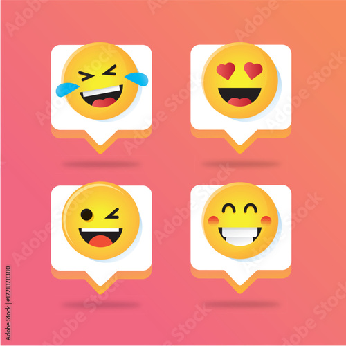 smile emoji collection message notification for social media design vector illustration