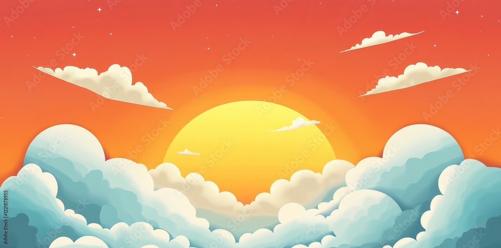 Sunset Sky Above Fluffy Cloudscape Sunset Sky Above Fluffy Cloudscape