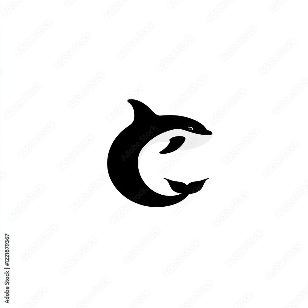 Black Orca Dolphin Swimming In A Circle Black Orca Dolphin Swimming In A Circle