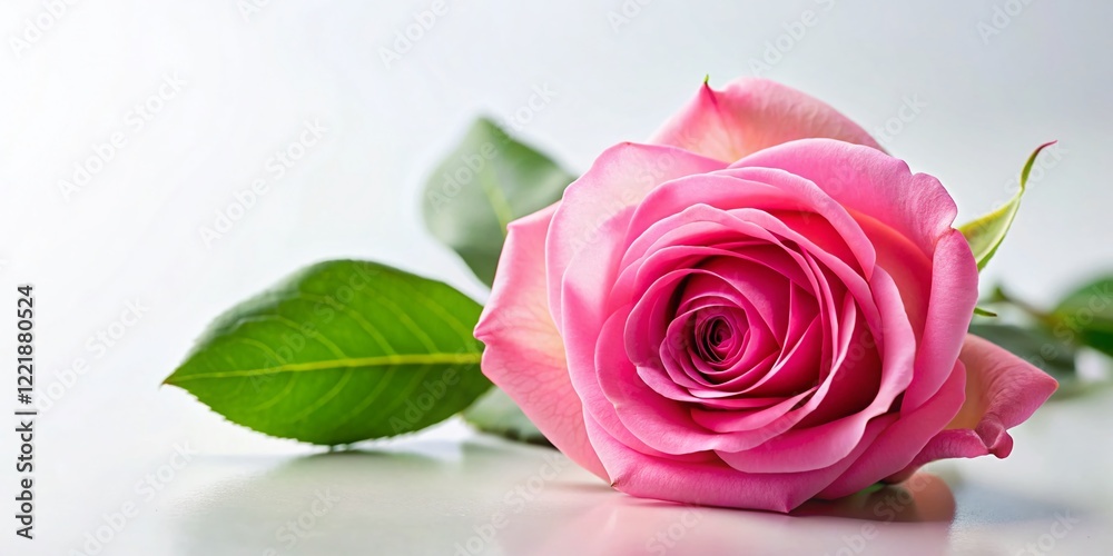 Single Pink Rose on White Background - Elegant Floral Stock Photo Single Pink Rose on White Background - Elegant Floral Stock Photo