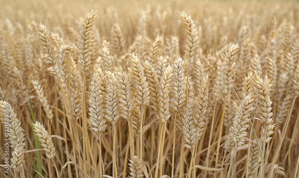 Golden wheat field ready for harvest, rural landscape background, agriculture image Golden wheat field ready for harvest, rural landscape background, agriculture image