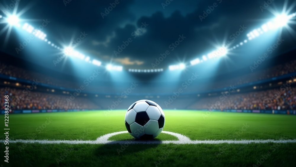Fototapeta premium Soccer Stadium, Football Stadium, Match Day, Stadium Vibes, Soccer Fans, Football Fans, Stadium Lights, Game Day, Soccer Life, Football Culture, Stadium Goals, Soccer Love, Football Passion, Fan Exper