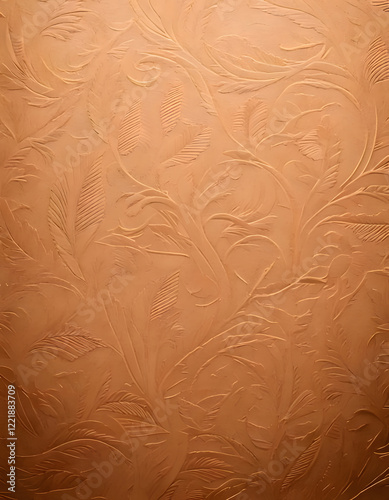 Ornate floral pattern with swirling leaves and textured details, resembling a classic wallpaper or fabric design