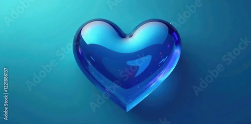 Heart shape, glossy gradient, blue to teal shine, elegant, shimmer