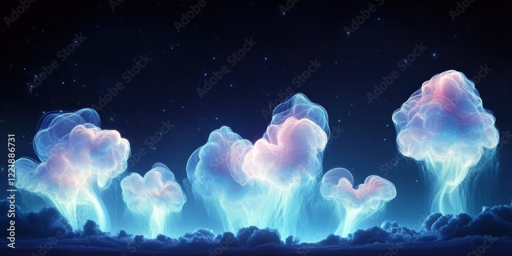 Fototapeta premium Ethereal Cloudscape Under a Starry Night Sky