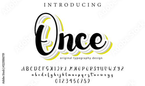 Once Font Stylish brush painted an uppercase vector letters, alphabet, typeface