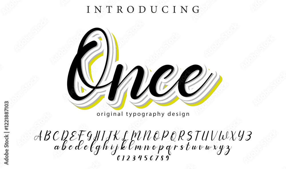 Once Font Stylish brush painted an uppercase vector letters, alphabet, typeface Once Font Stylish brush painted an uppercase vector letters, alphabet, typeface