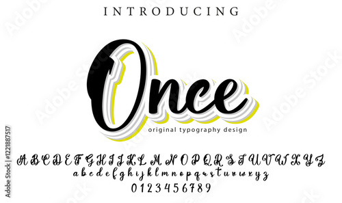 Once Font Stylish brush painted an uppercase vector letters, alphabet, typeface