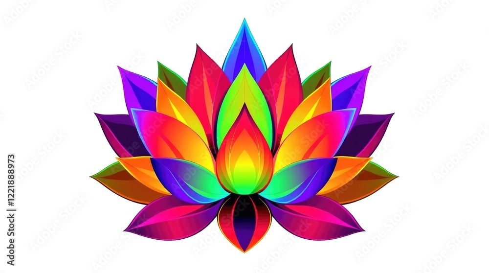 Fototapeta premium Brightly colored petals form a magical flower that captures the essence of spring, showcasing hues of red, purple, green, and yellow in a captivating arrangement