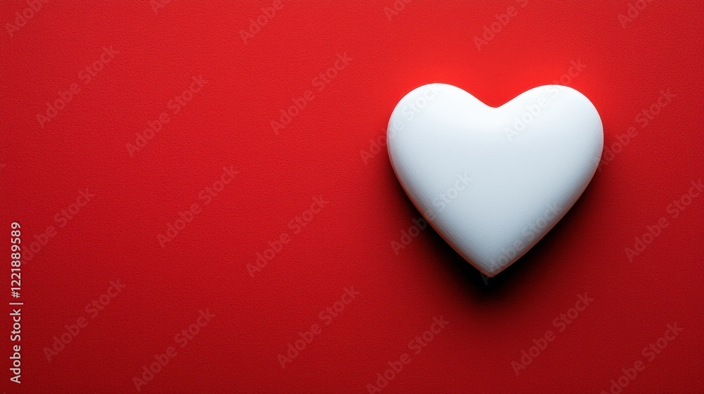 White heart conveying romance on vibrant red background with copy space White heart conveying romance on vibrant red background with copy space