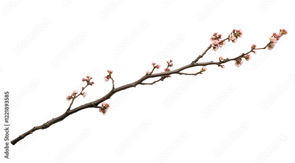 Blooming tree branch isolated on white, created with Generative AI technology, PNG Blooming tree branch isolated on white, created with Generative AI technology, PNG