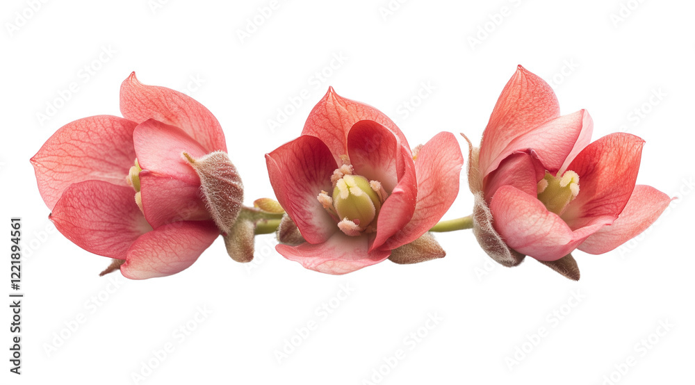 Fototapeta premium Three pink flowers isolated on white, created with Generative AI technology, PNG