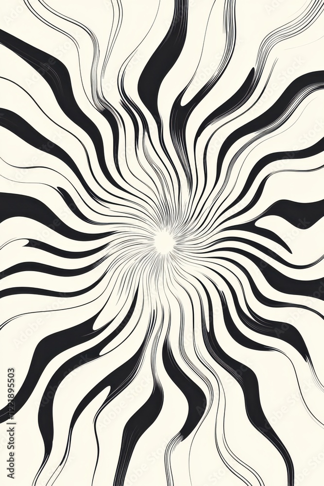Abstract Vector Design of Playful Squiggly Lines Forming a Star-Like Asterisk Shape